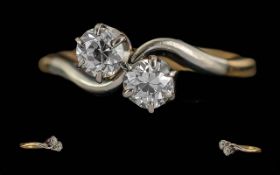 Ladies 18ct Gold Two Stone Diamond Set Ring, not marked tests 18ct.