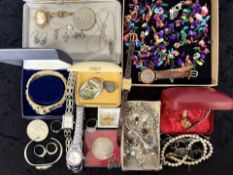 Bag of Mixed Collectables. Includes Coins, Watches, Silver Jewellery, Costume Jewellery etc.