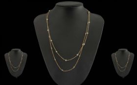 Ladies Pair of Matching 9ct Gold and Pearl Set Necklaces. Both Marked 9ct.