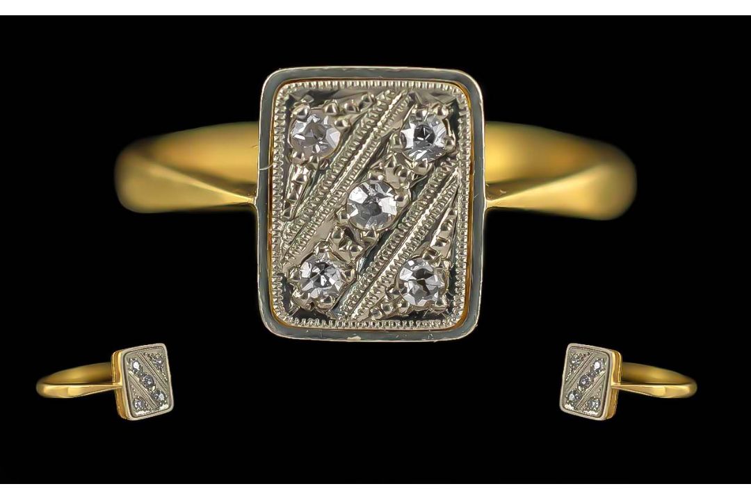 Ladies 18ct Gold Diamond Set Ring. Marked 18ct to Shank of Rectangular Form, Well Matched - Image 2 of 2