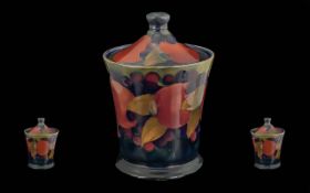 William Moorcroft Signed Unusual Shaped Lidded Powder Pot, circa 1920's.
