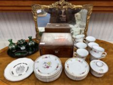 Small Collection of Items to include green glass dressing table set, comprising a tray,