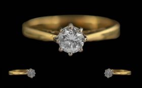 Ladies 18ct Gold Single Stone Diamond Se