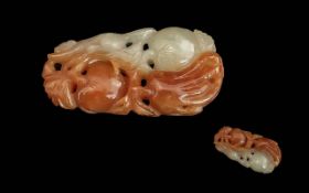 Chinese Carnelian & Agate Finely Carved