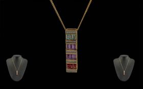Ladies Modern 18ct Gold Multi Gem Set Pe