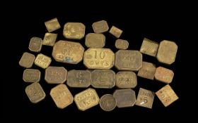 28 Antique Georgian brass gold coin weig