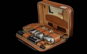 Gentlemen's Travel Set, comprising soap dish, toothbrush holder, hairbrush, containers,