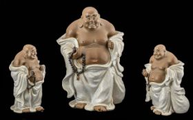 A Large Pot Buddha Treacle Glaze Effect - Impress Mark To Inside. Standing at An Impressive 12