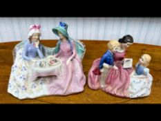 Two Royal Doulton Figure Sets, 'The Bedtime Story' HN2059 and 'Afternoon Tea' HN1967.