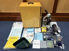 Brunel Electric Microscope - Housed In A Wooden Box, With Accessories, Manual Etc...