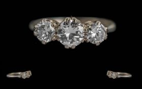 Ladies - Pleasing Platinum 3 Stone Diamond Set Ring. Marked Platinum to Shank.