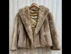 Ladies Fur Jacket, made by Lilian Smith of Southport, blonde fur, lined in sateen fabric,