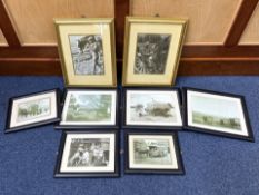 Collection of Antique Framed Photographs depicting Gypsy Caravans, horses with advertising trucks,