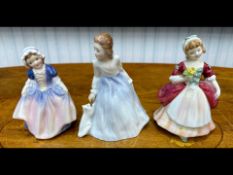 Three Royal Doulton Miniature Ladies, comprising 'Dinky Doo' HN1678, 'Andrea' HN3058,