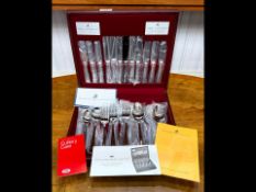 Boxed 44 Piece Viners Cutlery Set, as new, in fitted case with leaflets.