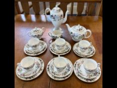 Wedgwood Hathaway Pattern Fine Bone China Tea Set,consisting of a teapot and coffee pot,
