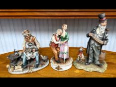 Three Capodimonte Figural Pieces, comprising an elderly gent and lady dancing, marked M Alparone,