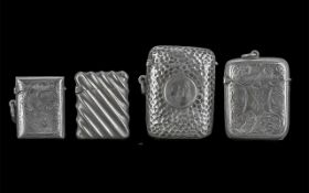 Edwardian Period Small Collection of Sterling Silver Vesta Cases,