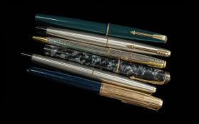 A Good Collection Of Parker Fountain & Ball Point Pens - All In Good Condition. Six Pens In Total.