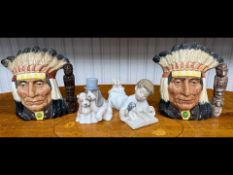 Box of Collectibles, to include two Royal Doulton North American Indians Character Jugs No.
