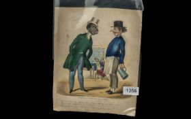 A rare antique hand coloured character print, published by A Park,17.
