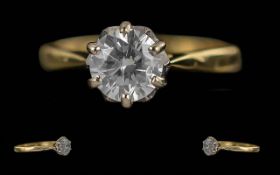 Ladies 18ct Gold Single Stone Diamond Set Ring. Full Hallmark to Interior of Shank.