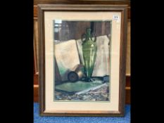 Stillife Watercolour - Glazed In Wooden Frame. Signed To Bottom Right M.E. Sugden.