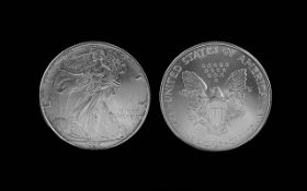 United States of America - A Trio of 1 oz Fine Silver Liberty One Dollar Coins. Purity 999.