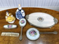 Dressing Table Set, comprising tray, mirror, brush, comb and clothes brush,