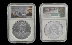 United States of America Numismatic First Release 1 oz Fine Silver One Dollar / Eagle Slabbed Coin