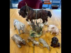 Collection of Animal Figures to include a Shire Horse, Pig, Hare, etc.