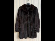 Lovely Ladies Very Dark Brown Mink Coat, collar and double cuffs,