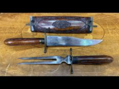 Oriental Wooden Carved Carving Set, on four legs.