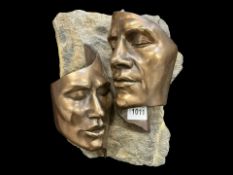 Art Deco Style Wall Mask, of male and female faces.