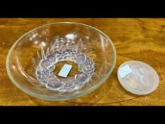 Signed Lalique Glass Bowl, 8