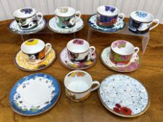 Cat Lovers Interest - Bradford Editions Set of Eight Cups & Saucers, designed by Rosina Wachmeister.
