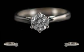 Ladies - Excellent Quality 18ct White Gold Single Stone Diamond Set Ring.