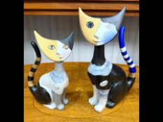 Cat Lovers Interest - Two Goebel Artis Orbi's of Germany Modern Cat Figures,