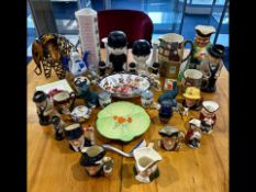 Three Boxes of Assorted Pottery & Porcelain, to include Radford tall vases, Beswick jugs,