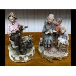 Two Capodimonte Figures, one of a gentleman reading a book,