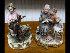 Two Capodimonte Figures, one of a gentleman reading a book,