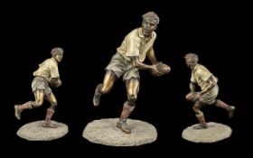 Spelter Figure of a Rugby Player in Action, 11.5