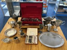 Large Collection of Silver Plate, together with a canteen of cutlery.