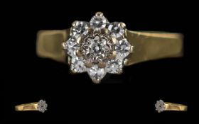 Ladies 18ct Gold Diamond Set Cluster Rin