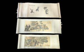 Set of Three Antique Chinese Scroll Pain