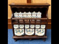 Dutch Vintage Carved Wood Spice Cabinet,