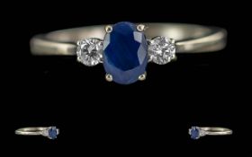 Ladies 9ct White Gold 3 Stone Sapphire a