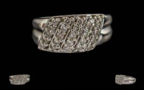 Ladies 9ct White Gold Diamond Set Ring.