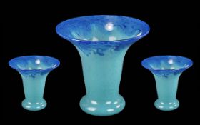 Vasart Bros Signed Glass Trumpet Vase, w