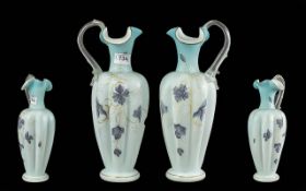 A Large Pair of Victorian Blue Satin Gla